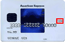CVV location on the front of an American Express card